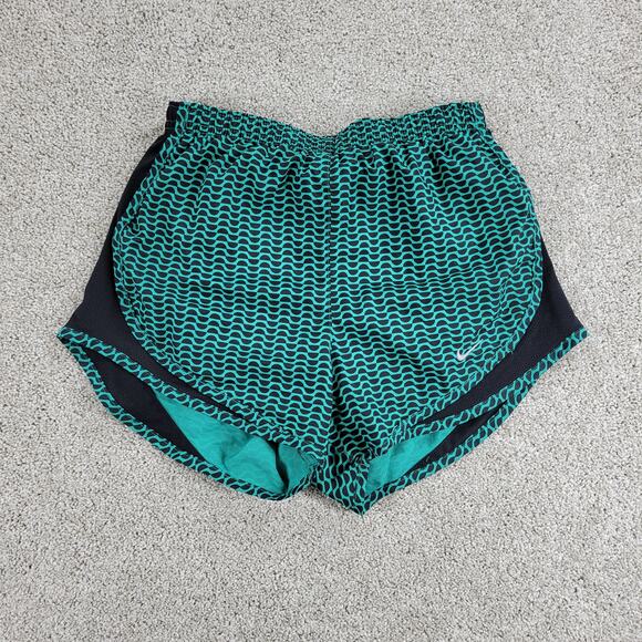 Nike Dri-Fit Swimwear Trunk Shorts Womens XS Black Green Elastic Waist Logo - Picture 1 of 12